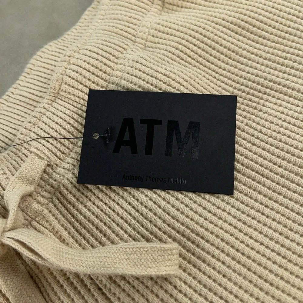 ATM Anthony Thomas Melillo Waffle Knit Wide Leg Sweatpants‎ Shitake Medium NWT